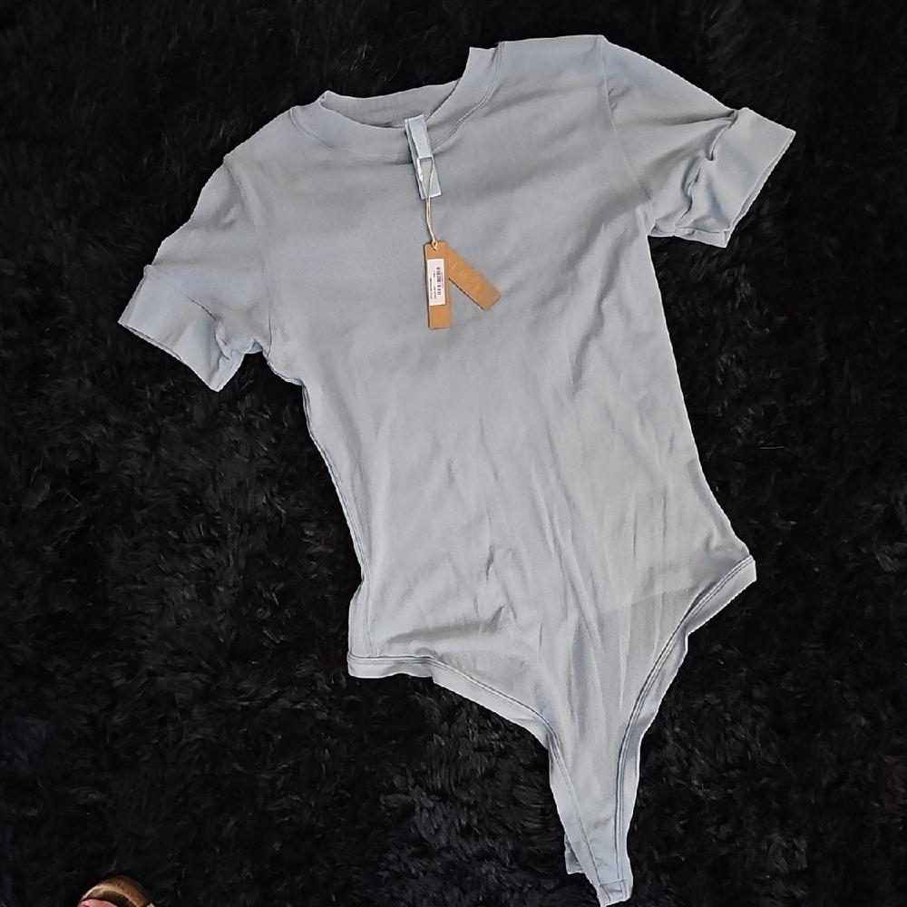 SKIMS Light Grayish Blue Short Sleeve Bodysuit
